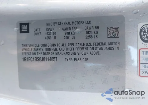 2018 Chevrolet Camaro 2Lt из США, поврежденный, VIN 1G1FC1RS8J0114057